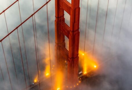 Localizing - The golden gate bridge is seen in the fog