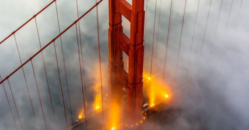 Localizing - The golden gate bridge is seen in the fog